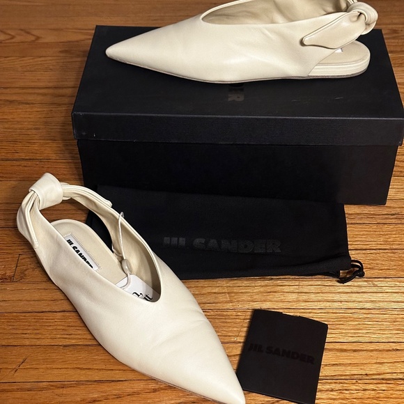 NEW IN BOX: JIL SANDER Off-White Knot Ballerina Flats - Picture 5 of 6